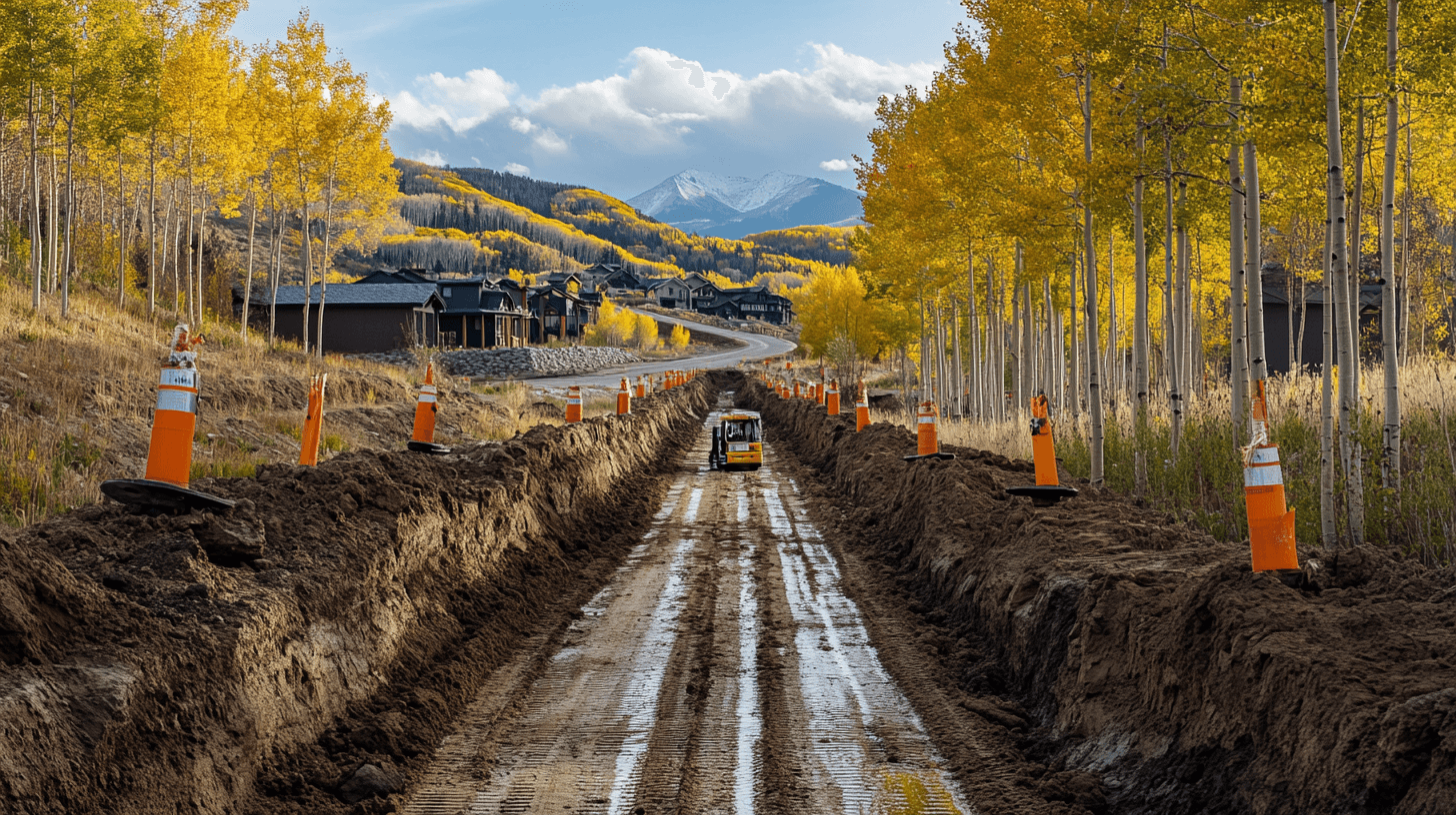 Deep utility trench with compaction testing in the Park City corridor
