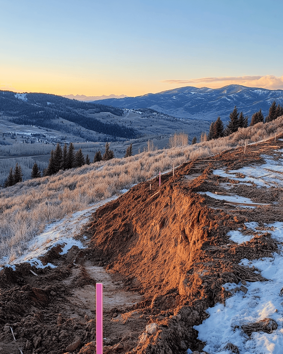 Excavation work on a steep Deer Valley building pad