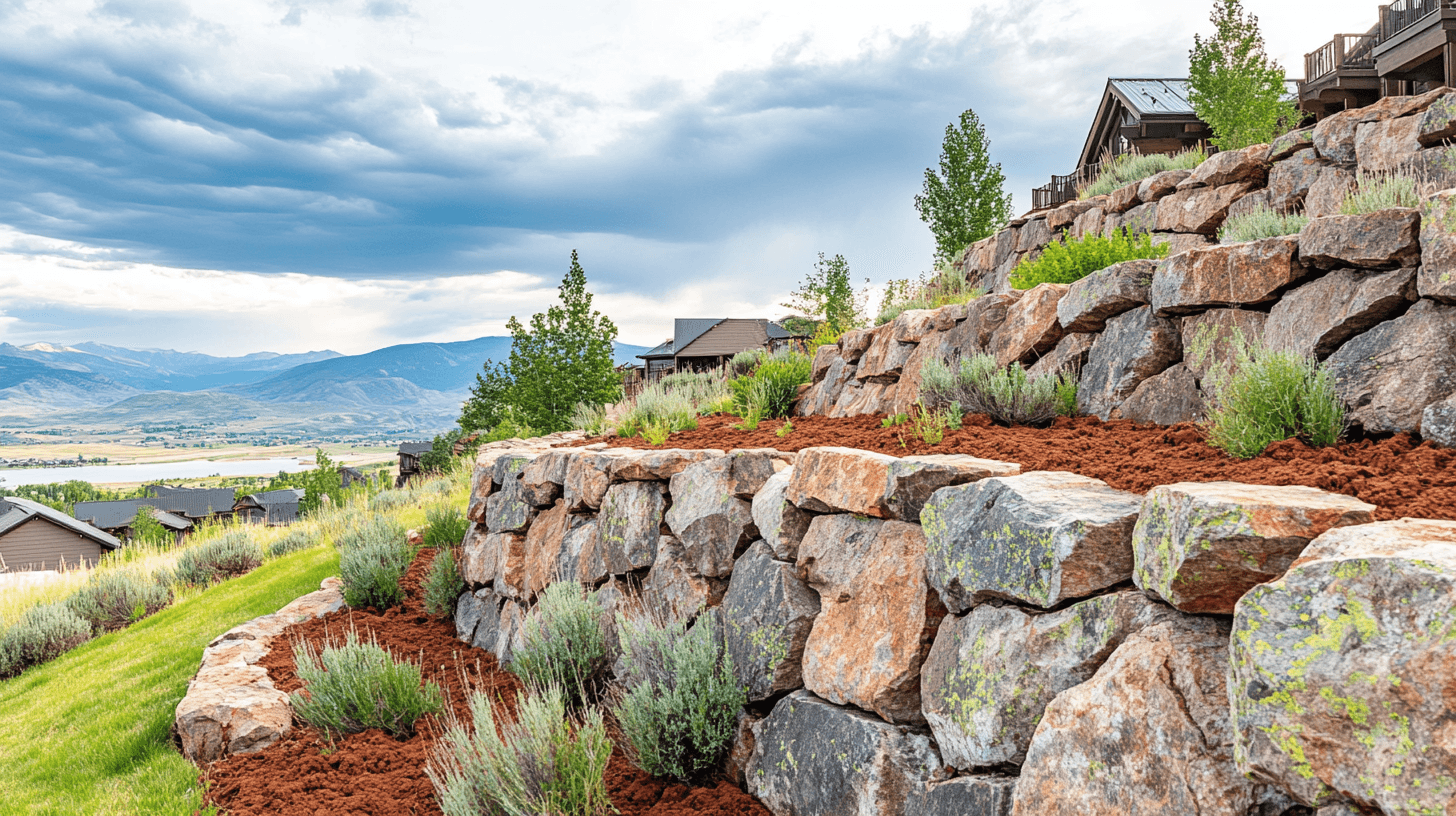 Multi-tier boulder wall construction in the Tuhaye neighborhood
